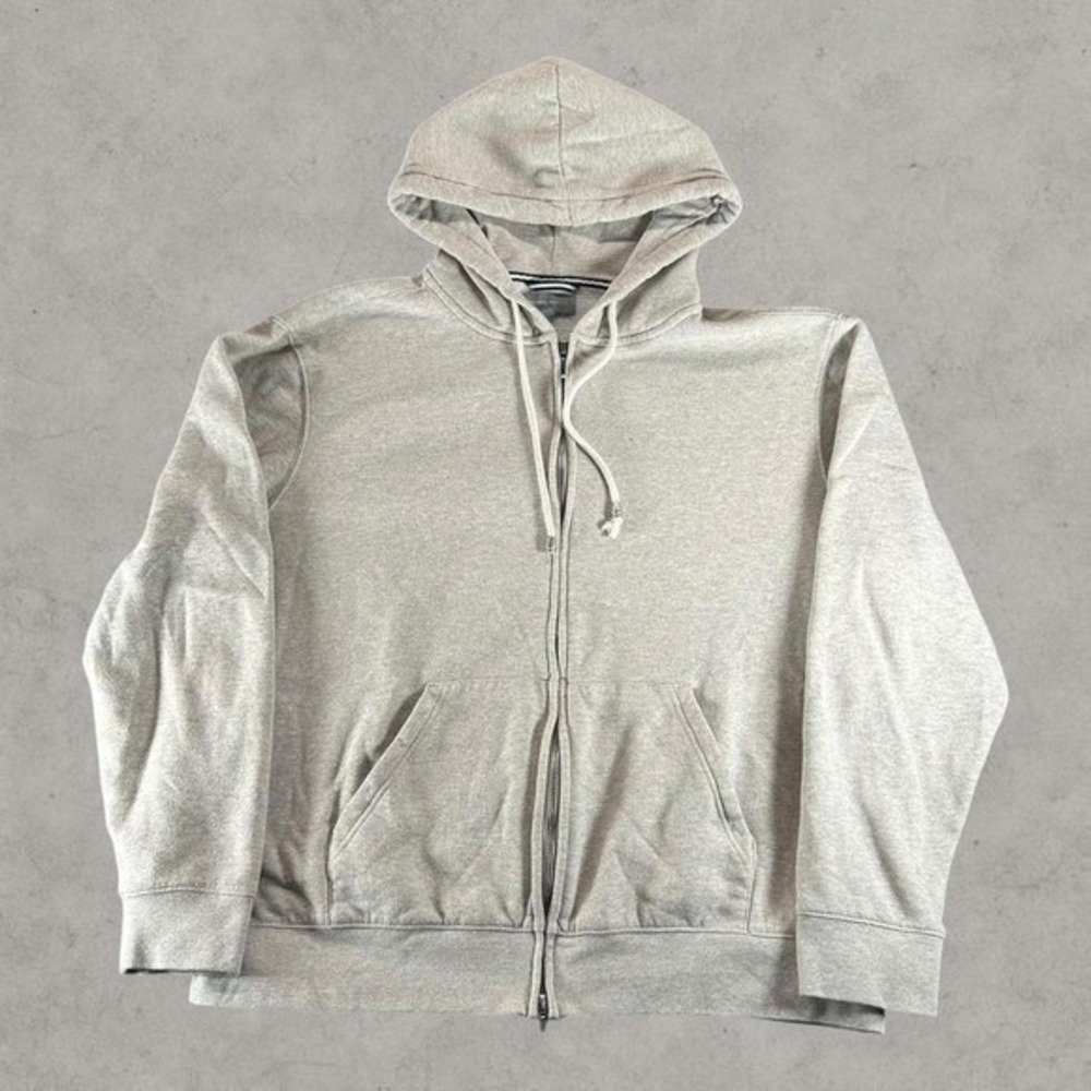 Neiman Marcus Hoodie Mens XL Gray Full Zip Basic Essential Earth Tone Sweatshirt